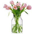 Clear Glass Vase, 8 inch Glass Flower Vase for Plants, Small Vase for Vases for Centerpiece, Home, Wedding, Living Room, Dining Table - size: 4.7"W x 7.8"H