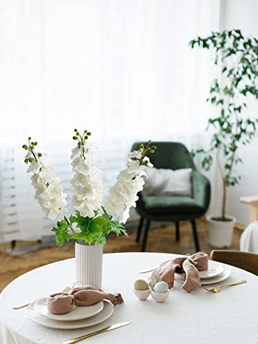 YalzoneMet 3 Pcs White Delphinium Artificial Flower, Real Touch Latex Delphinium Flower, Big 31.5'' Long Stem Lifelike Fake Silk Larkspur for Home Outdoor Wedding Flora Table Centerpiece - color: White