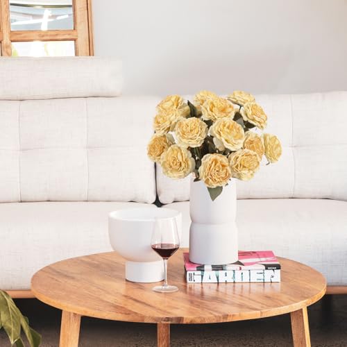 Artificial Roses Flowers- 8PCS Faux Vintage Yellow Roses Fake Silk Roses Flowers for Party,DIY Wedding Bouquet, Table Centerpiece, Home Decor(Yellow) - color: Yellow
