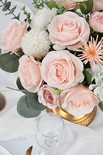 JUSMAI 30pcs Roses Artificial Flowers Pink Fake Roses Flowers with Long Stems Silk Flowers for Wedding Bouquet Centerpices Decorations Party Bridal Baby Shower Home Decor - color: Blush, size: 30PCS