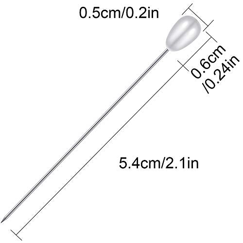 Corsage Boutonniere Pins Teardrop Pearl Head Pins Wedding Bouquet White Straight Head for DIY Crafts Jewelry Making Sewing Wedding Flower Decorations(100 Pieces with 1 Box)