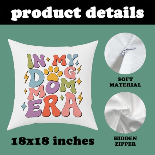 Fokongna in My Dog mom era Dog Mom Decorative Pillow Covers 18 x 18 Inch, Love Gy Lover Proud Mama Pet Owner Pillowcase, Funny Gifts for Women - color: Dog Mom