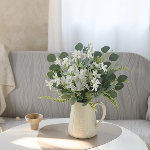 FOTEEWL 70 Pcs Artificial Greenery Stems Box Set,with 7 Kinds of Faux Plants and Fake Flowers for DIY Bridal Bouquets Wedding Floral Arrangement Table Centerpieces Decoration (Sage Green & Beige) - color: Sage Green & Beige