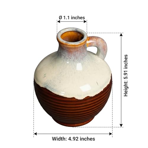 Sunddo Modern Ceramic Vase for Flower, 6 Inch Small Decorative Vase, Rustic Farmhouse Pitcher Vases Home Decor, Windowsill, Wedding Table, Kitchen, Bookshelf Decor - color: Reactive Bronze, size: 6 Inch