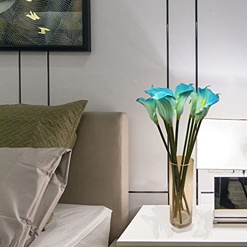 10pcs Calla Lilies Artificial Flower,26'' Long Stem Artificial Calla Lily Flowers,Realistic Arum Lilies for Wedding Bridal Bouquet Home Decor Centerpiece,Blue - color: Blue