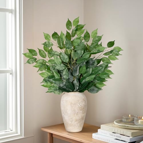 12PCS Ficus Leaves Artificial Branches 24" Faux Ficus Greenery Tree Branches Fake Ficus Leaves Sprays for Tree DIY Arch Wedding Wall Decor - Green - color: 24inch-12pcs/Green
