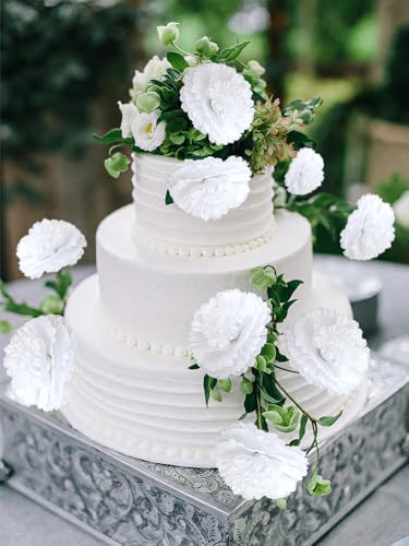 LELEE 108pcs Carnation Head Flowers with Stem, White Artificial Carnations Flowers Bulk, White Silk Carnation Fake Flower for Wedding Bouquet Table Centerpieces Funeral Cemetery Gravesite Decor - color: White