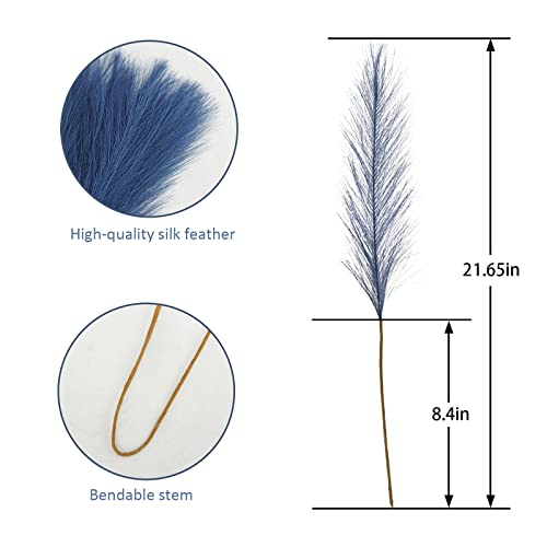 obbsie 50pcs Faux Pampas Grass, 21.6" Short Artificial Pampas Grass Floral Branches Vase Filler Flower Arrangement for Home Wedding Boho Decor, Blue - color: Blue, size: 50 PCS