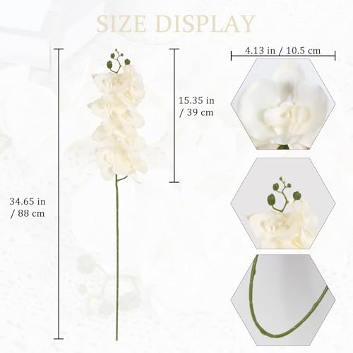 Orchids Artificial Flowers 6PCS Silk Orchids 35" Fake Orchid Stems Artificial Orchids that Look Real for Wedding Home Table Centerpieces Decor(Cream White) - color: Cream White