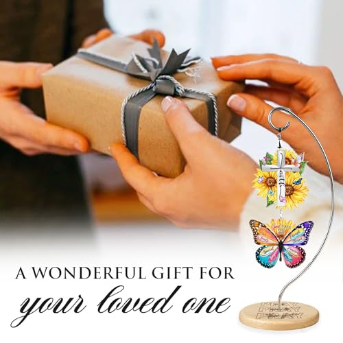 Christian Religious Gifts for Women Faith - Sunflower Butterfly Inspirational Gifts for Women Friends, Mom, Sister, Girl, Catholic Female - Birthday Valentines Mothers Day Easter Ideas Present - color: Sunflower