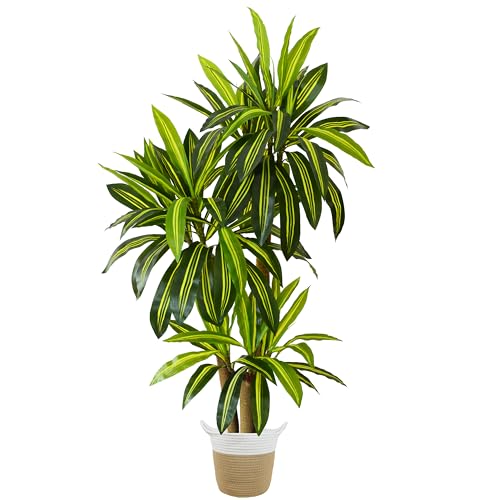 Warmplants Artificial Dracaena Tree, 6ft Tall Fake Dracaena Plant with Basket, Indoor Outdoor Faux Topiary Yucca Trees for Office Home Living Room Porch Patio Décor - color: Dracaena, size: 6ft
