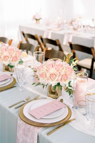 IPOPU Fake Roses,2 Bouquets 10PCS Real Touch Roses Artificial Flowers Faux Roses with Stems for Wedding Party Home Table Centerpieces Decoration(Pink Edge) - color: Pink Edge