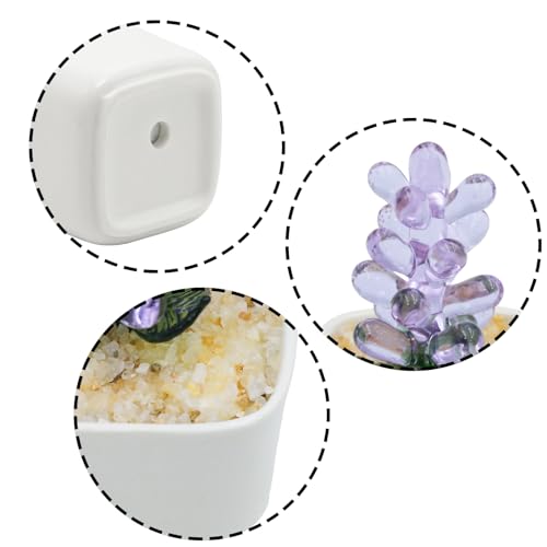 Purple Glass Hyacinth Planter 3.5 Inch Potted Faux Hyacinth for Desk Decor Home Aesthetics - color: Purple Hyacinth