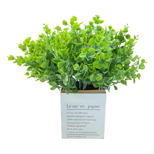 8 Bundles Multi Colored Artificial Eucalyptus Leaves, Plastic Plants, Outdoor Plants, Indoor Decorative Artificial Plants, Porch Window Frames, Green Plant Decorations (8, Light Green) - color: Light Green