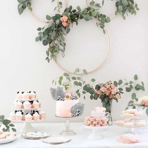 28 Pack Balls Cake Topper Paper Palm Fan Cake Topper Mini Balloon DIY Cake Insert Cake Decorations for Baby Shower Wedding Bridal Shower Birthday Party Decorations Silver - color: Silver