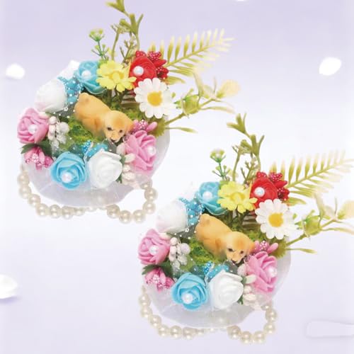 Wrist Corsage and Boutonniere Set, Artificial Rose Corsage Wristlet and Boutonniere for Wedding Prom Party (Blue & Pink,2pcs Wrist Corsage) - color: Blue & Pink ,2pcs Wrist Corsage