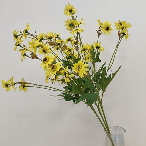 ATFL 23'' Yellow Daisy Artificial Flowers,Artificial Daisy Flowers,6 Bouquets Fake Daisies Flowers,Faux Daisies for Home Table Centerpieces Arrangement Decoration (6, Yellow) - color: Yellow