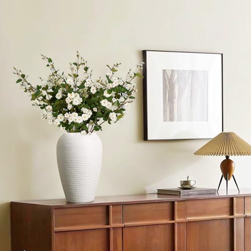 Melorca&Guilla Artificial Plants Fake Flowers,6PCS 29" Artificial Rose for Vase, Long Stems White Artificial Flowers Faux Flower Arrangements for Shop Garden Office Home Décor(6, White Rosa) - color: White Rosa