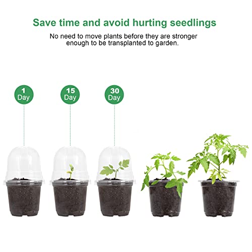 MIXC Clear Plant Nursery Pots with Humidity Dome 4" Soft Transparent Plastic Gardening Pot Planting Containers Cups Planter Small Starter Seed Starting Trays for Seedling with 10pcs Plant Labels - color: Transparent, size: 4 Inch-with Lid