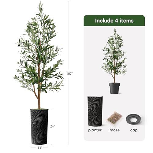 Artificial Tree in Optional Designed Pot, Fake Olive Silk Tree for Indoor and Outdoor Home Decoration - 68" Overall Tall (Plant Pot Plus Tree) - style: Olive Tree