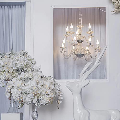 HinyoCo 5 Pcs Artificial Orchid Flowers and 4 Bundles Leaves, Artificial Phalaenopsis Flowers 32 Inch Stem Plants for Home Wedding Decoration (White) - color: White