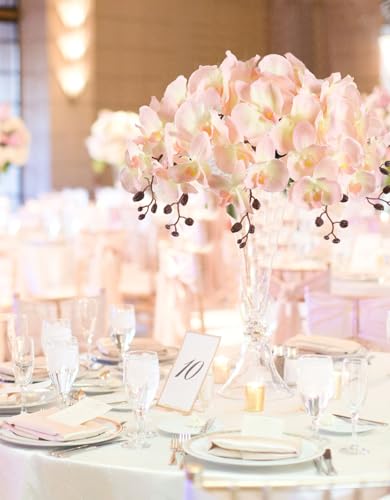 41.34" Orchid Artificial Flowers 6PCS Velvet Silk Faux Orchids Long Stem Artificial Flowers for Tall Vase for Home Wedding Party Decoration(Peach) - color: Peach