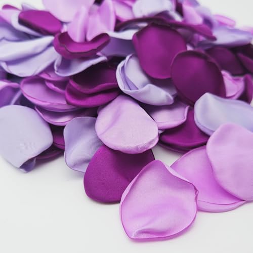 ZOOYOO 200Pcs Silk Rose Flower Petals For Valentaine's Day,Wedding Flower Gril Basket,Aisle Scatter,Table Centerpieces,Romantic Night Decoration,3.5cm Each(Purple Series） - color: Purple