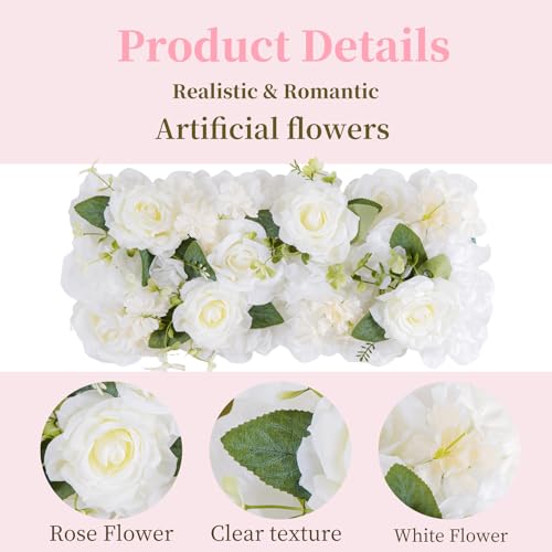 Pack of 10 Wedding Arch Decorations, 20.47 inch Artificial Flower Table Centerpieces Floral Arrangement for Wall Backdrop Party Bridal Shower Event Decor - White&Blue - color: White