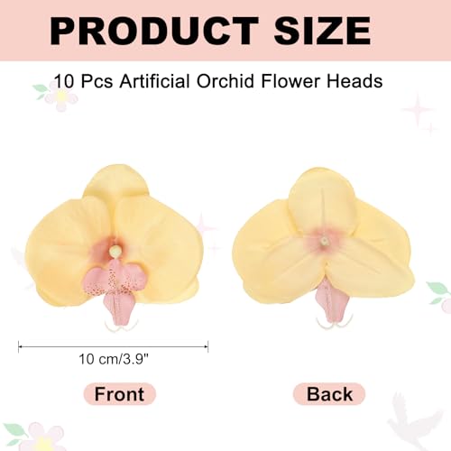 uxcell 10 Pcs Artificial Orchid Flower Heads, Fake Butterfly Orchid Heads Bulk Artificial Flowers for DIY Wedding Bouquets Centerpieces Party Home Decorations, Orange Yellow - color: Orange Yellow
