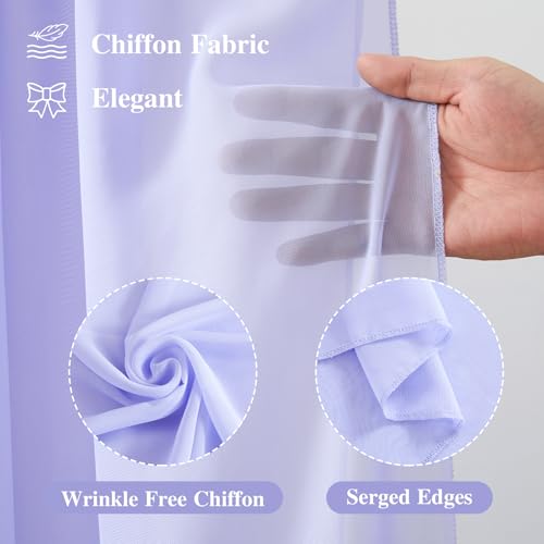 Wedding Arch Draping Fabric, 1 Panel 18FT Purple Sheer Backdrop Curtain Chiffon Fabric Drapery Voile Scarf Draping Panels for Wedding Archway Ceremony Curtain Valance Party Decoration - color: Purple Drapes Curtain, size: (1 Panel )6 Yards/18ft