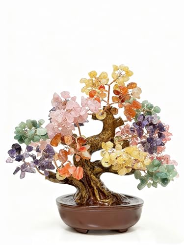 Feng Shui Crystal Money Tree of Life, Artificial Plants Made in uv Resin,Bonsai Tree.Diamond Art Tree of Life,Home Decor,Art Supplies. Gfit for Women,man.(Colorful Treasure Tree) - color: Colorful Treasure Tree