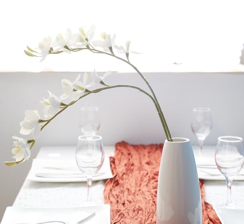 IPOPU White Orchid Artificial Flowers 5 Pcs Real Touch Orchids with Stem for Vase Wedding Party Table Centerpiece DIY Home Office Decor - color: White