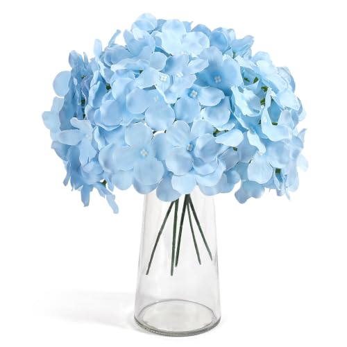 Auihiay 64pcs Blue Hydrangea Artificial Flowers, Silk Artificial Hydrangea Flowers with Stems, Full Hydrangea Flowers for Wedding Centerpieces, Home, Outdoor, Garden, Party Decoration - color: Blue