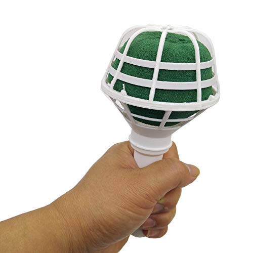 Arlai Bridal Wedding Bouquet Holder Decoration Flower Foam Handle, Box of 2 - color: White and Green