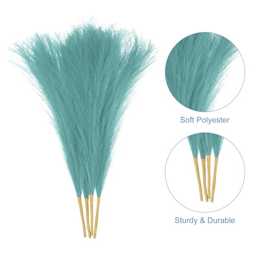 uxcell 4pcs Faux Pampas Grass 17 Inch 6 Stem Artificial Fake Dried Pampas Grass Decor for Floor Vase Filler, Wedding Decoration, Home Decoration, Old Blue - color: Old Blue