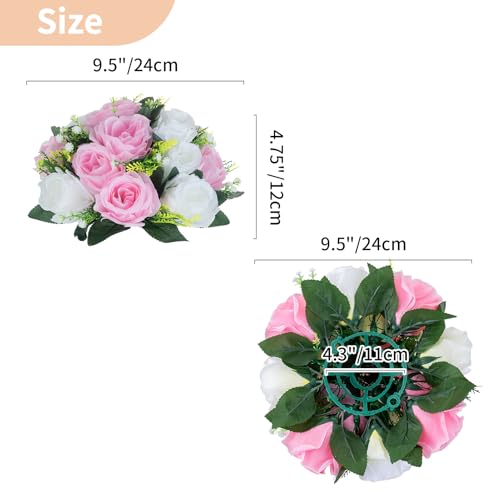 NUPTIO Flower Centerpieces for Wedding Tables: 6 Pcs Pink & White Artificial Flower Ball Arrangement for Weddings Party - Fake Floral Rose for Birthday Bridal Shower Decorations - color: Pink & White, size: 6 Pcs