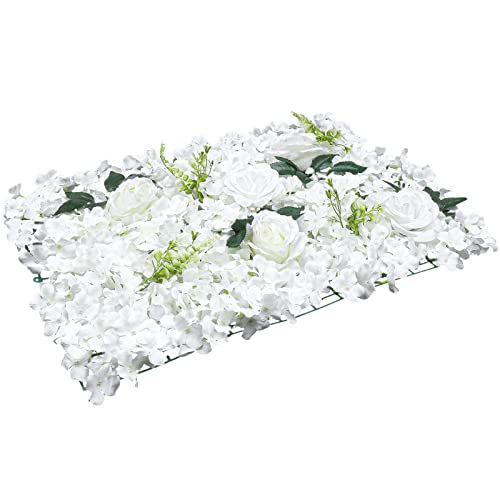 6 Pcs Flower Wall Panel Floral Backdrop,24 * 16in Artificial Flower Wall Panels White Flower Wall Decor Silk Fabric for Wedding Party Room Home Decor& Wall Decoration (White) - color: White