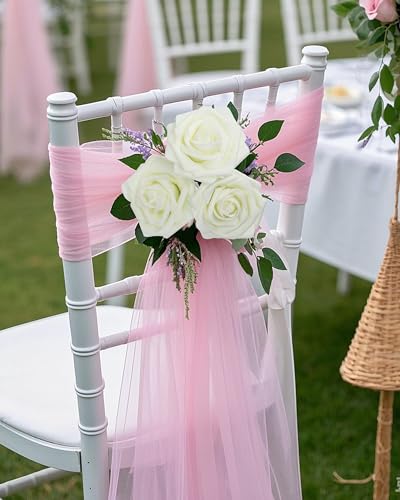 DuHouse 50Pcs Artificial Roses Flowers Fake Roses with Stems Real Touch Foam Flowers for DIY Wedding Bouquet Party Centerpiece Floral Arrangement Party Home Decor(Ivory White) - color: Ivory White, size: 50pcs