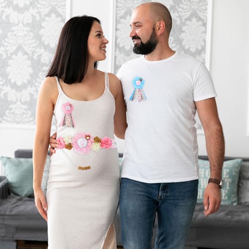 Maternity Sash Set Baby Shower Floral Belly Belt Baby Shower Decoration for Mom to Be Pregnancy Party Supplies - color: Style2