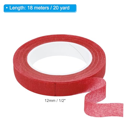 PATIKIL Floral Tape 1/2" x 30 Yard / 12mm x 30m, 2 Pack Flower Wrap Adhesive Tape for Bouquet Stem Wrapping, Red - color: Red