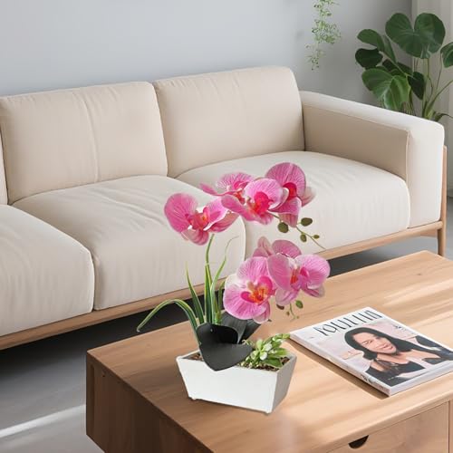 Pink Orchid Artificial Flowers Faux Orchid Flower Decorations Fake Indoor Plants Dining Table Decor Centerpiece Arrangements Phalaenopsis Orchids Fake Flowers That Look Real Home Decoration - color: Pink