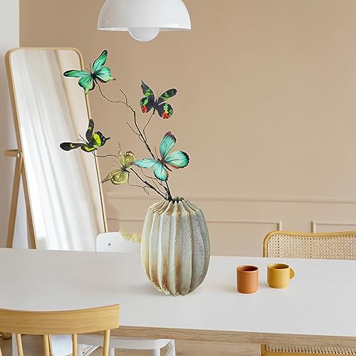 Artificial Butterfly, Silk Butterflys, Butterflies for Crafts for Floral Arrangements, 3D Butterfly Stakes Decor, Patio Plant Pot, Flower Bed Home Decor - color: Green Series-1 Branch