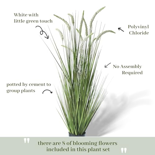 KOL 59in 2-Pack Artificial Veronica Spiked Speedwell Grass Plant, 5ft Faux Veronica Spicata Flower, Tall Fake Horsetail Grasses for Home Office Garden Wedding Decor, Indoor Outdoor, Green - color: White-green, size: 5FT