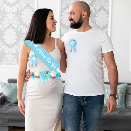 Maternity Sash Set Baby Shower Floral Belly Belt Baby Shower Decoration for Mom to Be Pregnancy Party Supplies - color: Style3