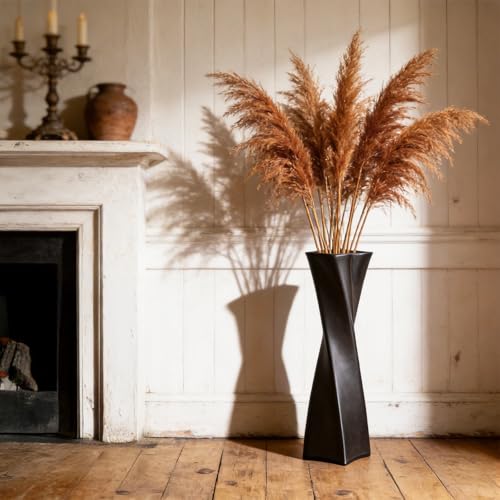 Black Tall Floor Vase 27.5in Resin Black Heart Shaped Vases Perfect for Dry or Faux Flowers Entryway Large Decorative Standing Vase for Living Room Home Corner Indoor Office - color: Black, size: 27.5 IN