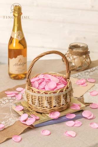 TINGE TIME 200pcs Silk Rose Petals Pink Flower Petals for Wedding, Flower Girl Basket, Aisle Runner, Romantic Dinner Centerpieces, Proposal, Party Confetti - color: Pink