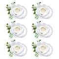 Ivory Rose Wrist Corsage Wristlet Band Bracelet for Women Set of 6 Wedding Bride Bridesmaid Wrist Corsage Artificial Flowers for Wedding Ceremony Anniversary Prom Flowers Formal Dinner Party(6, White)