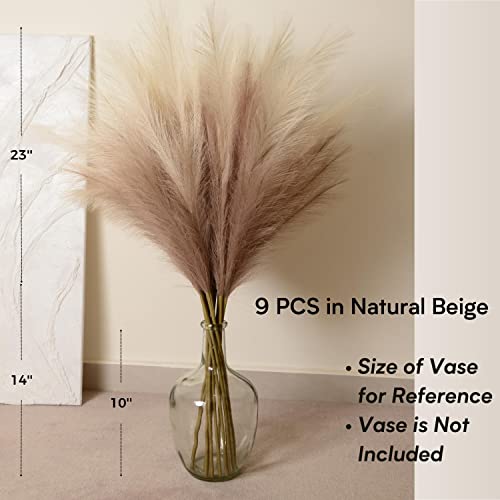 Faux Pampas Grass, 9 PCS 37''/3.1FT Tall Fluffy Fake Pompas Floral, Large Artificial Pompous Grass Branches for Floor Vase Fillers, Boho Farmhouse Room Wedding Decor (Mixed Color) - color: Mixed