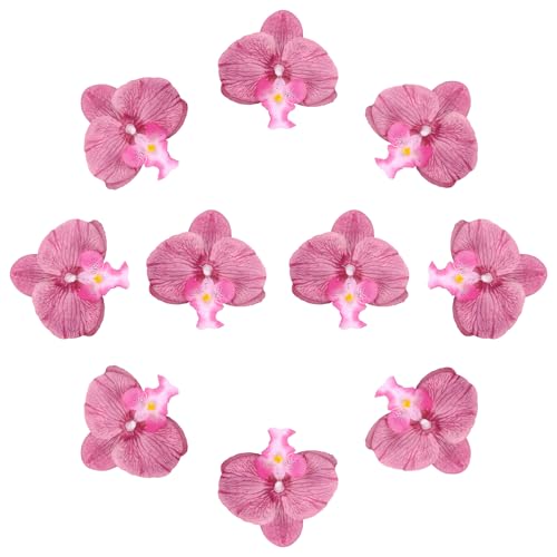 uxcell 10 Pcs Artificial Orchid Flower Heads, Fake Butterfly Orchid Heads Bulk Artificial Flowers for DIY Wedding Bouquets Centerpieces Party Home Decorations, Pink - color: Pink