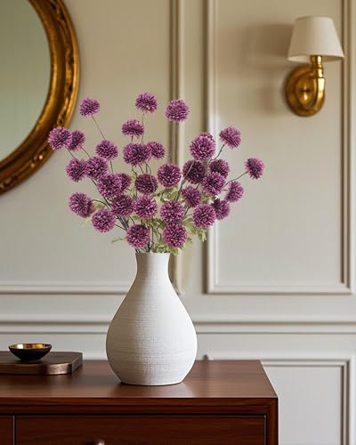 DuHouse 6pcs Artificial Flowers Faux Silk Pompon Mum,Silk Small Mini Chrysanthemum Ball with Stems for DIY Bouquets Centerpieces Vase Home Table Kitchen Decorations(Plum) - color: Plum, size: 6pcs
